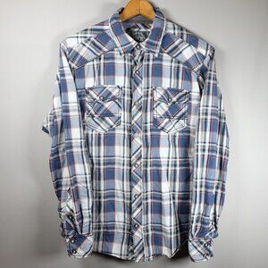 BKE Shirt Mens Medium Athletic Fit Colorful Plaid Western Long Sleeve Button Up